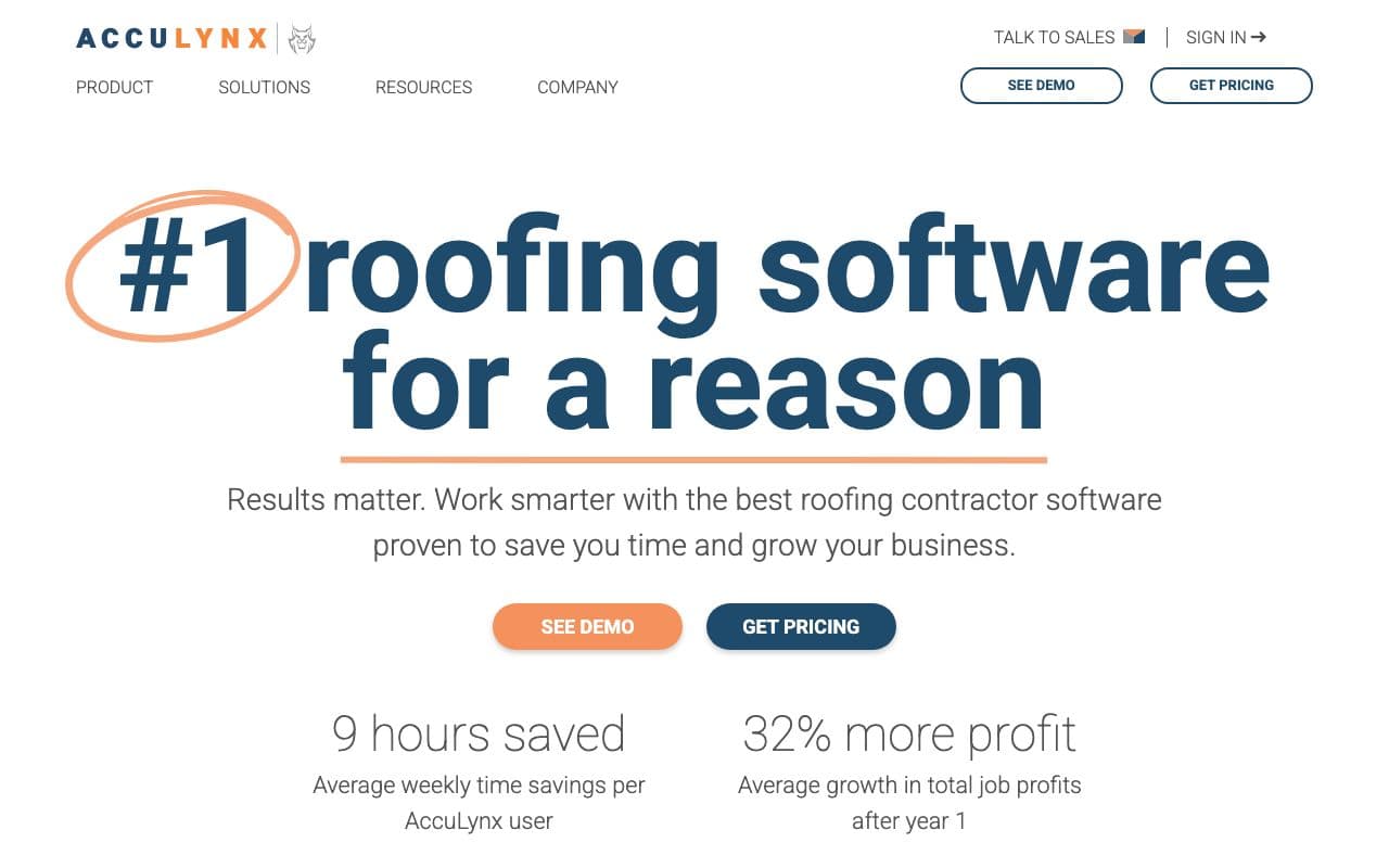 The AccuLynx homepage