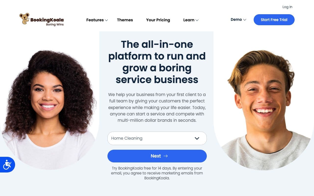 The BookingKoala homepage