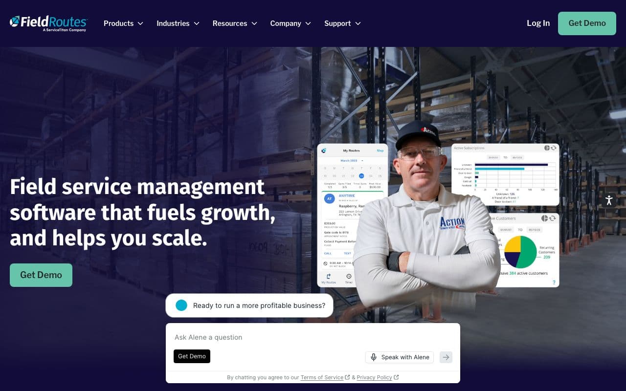 The FieldRoutes homepage