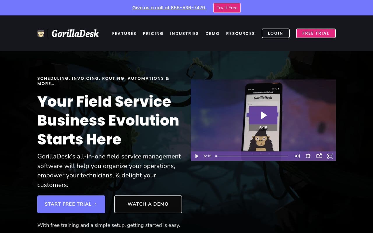 The GorillaDesk homepage