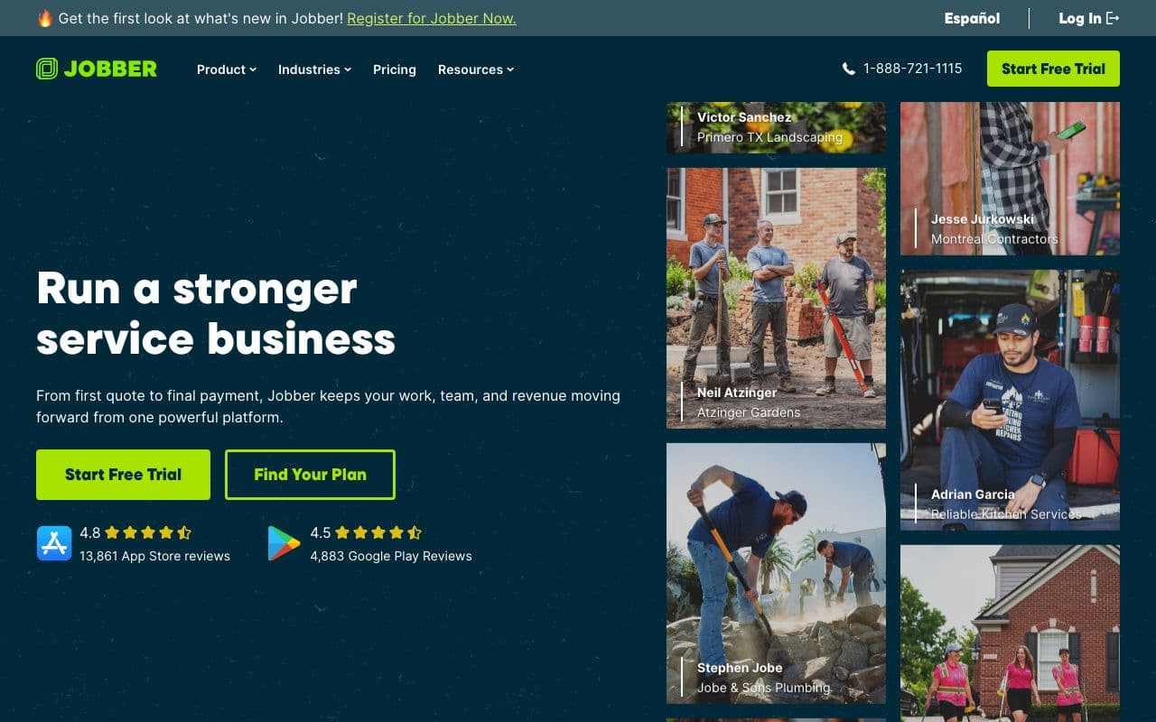 The Jobber homepage