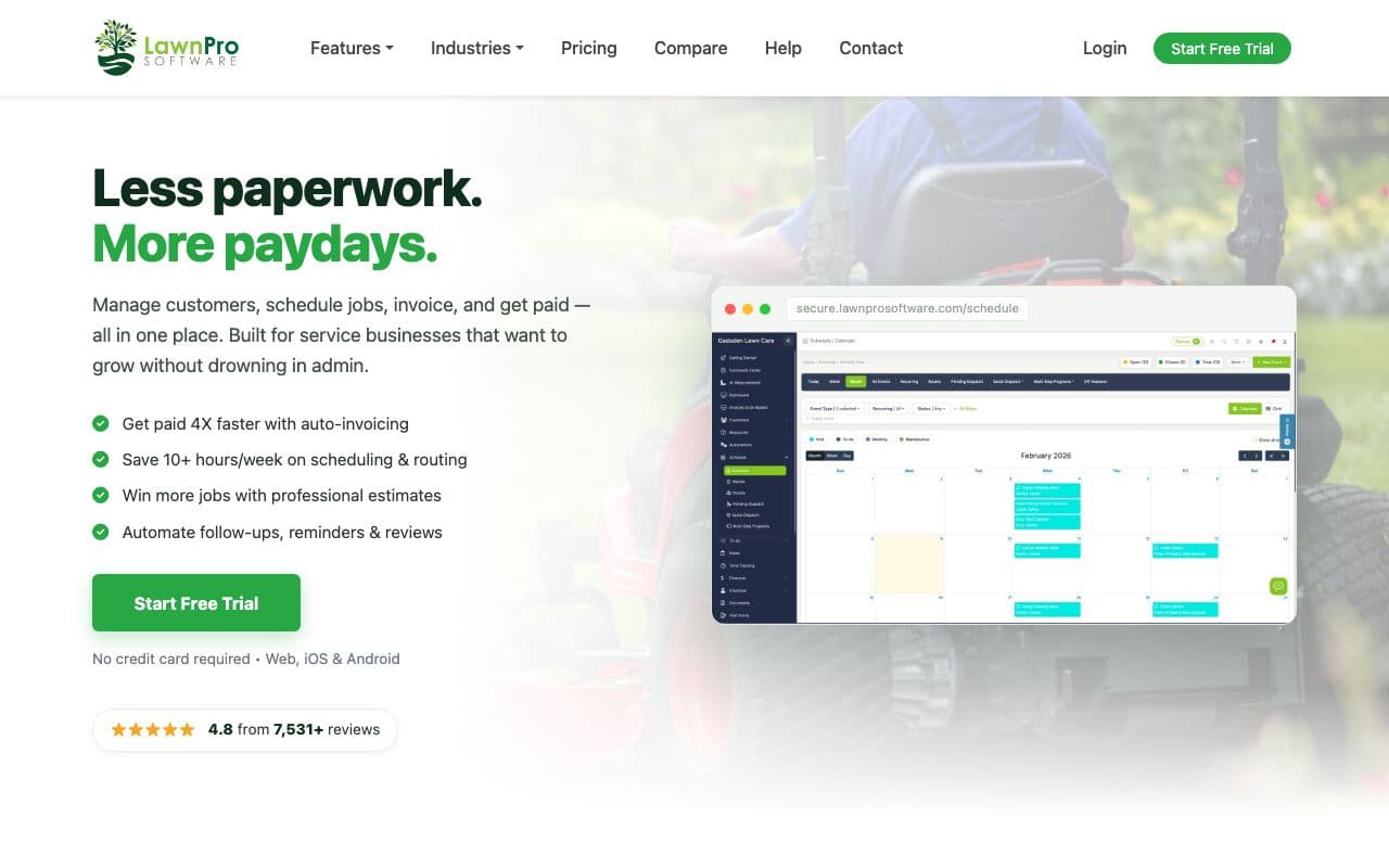 The LawnPro homepage