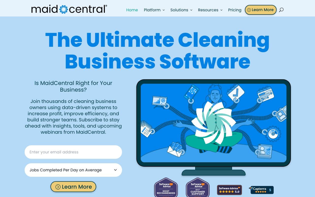 The MaidCentral homepage