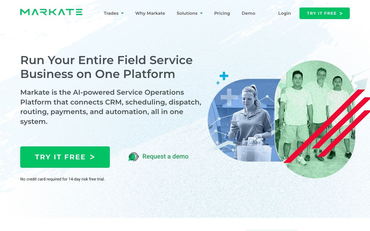 The Markate homepage