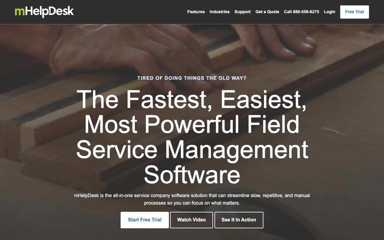 The mHelpDesk homepage