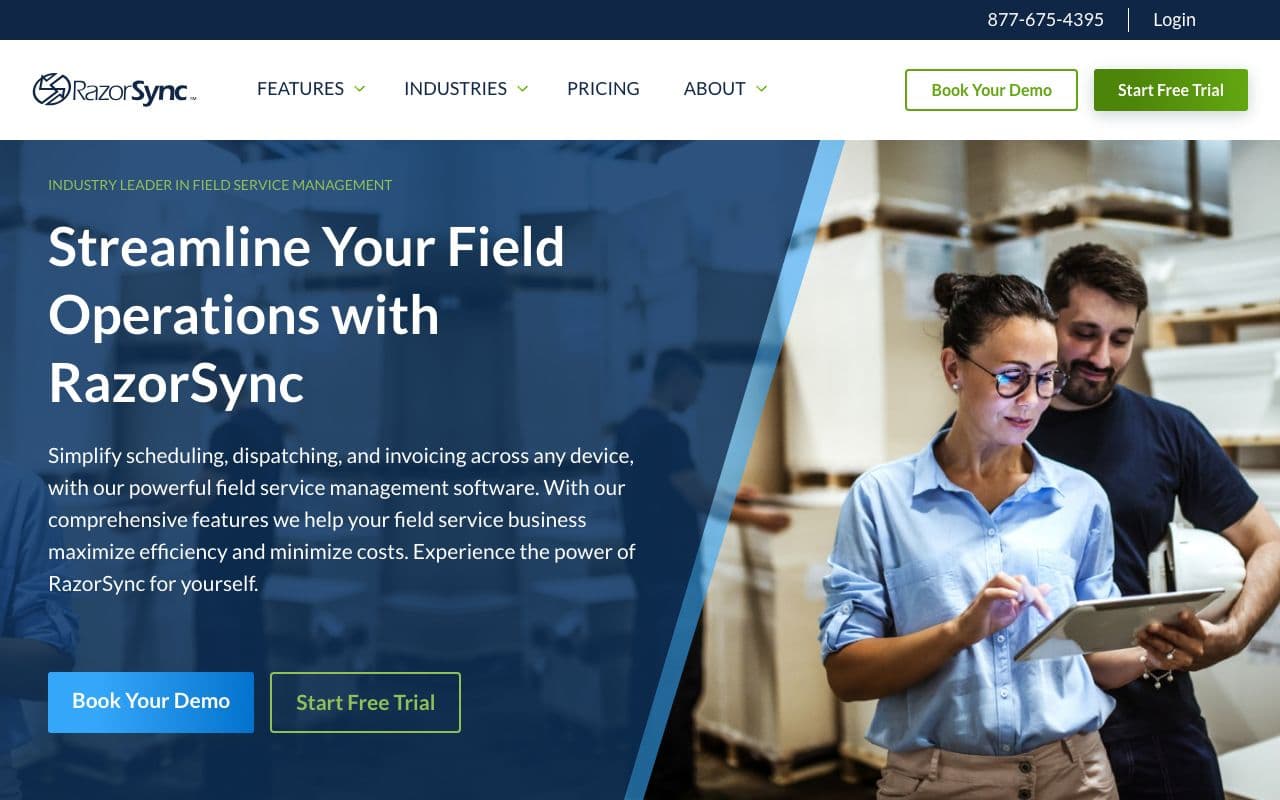 The RazorSync homepage