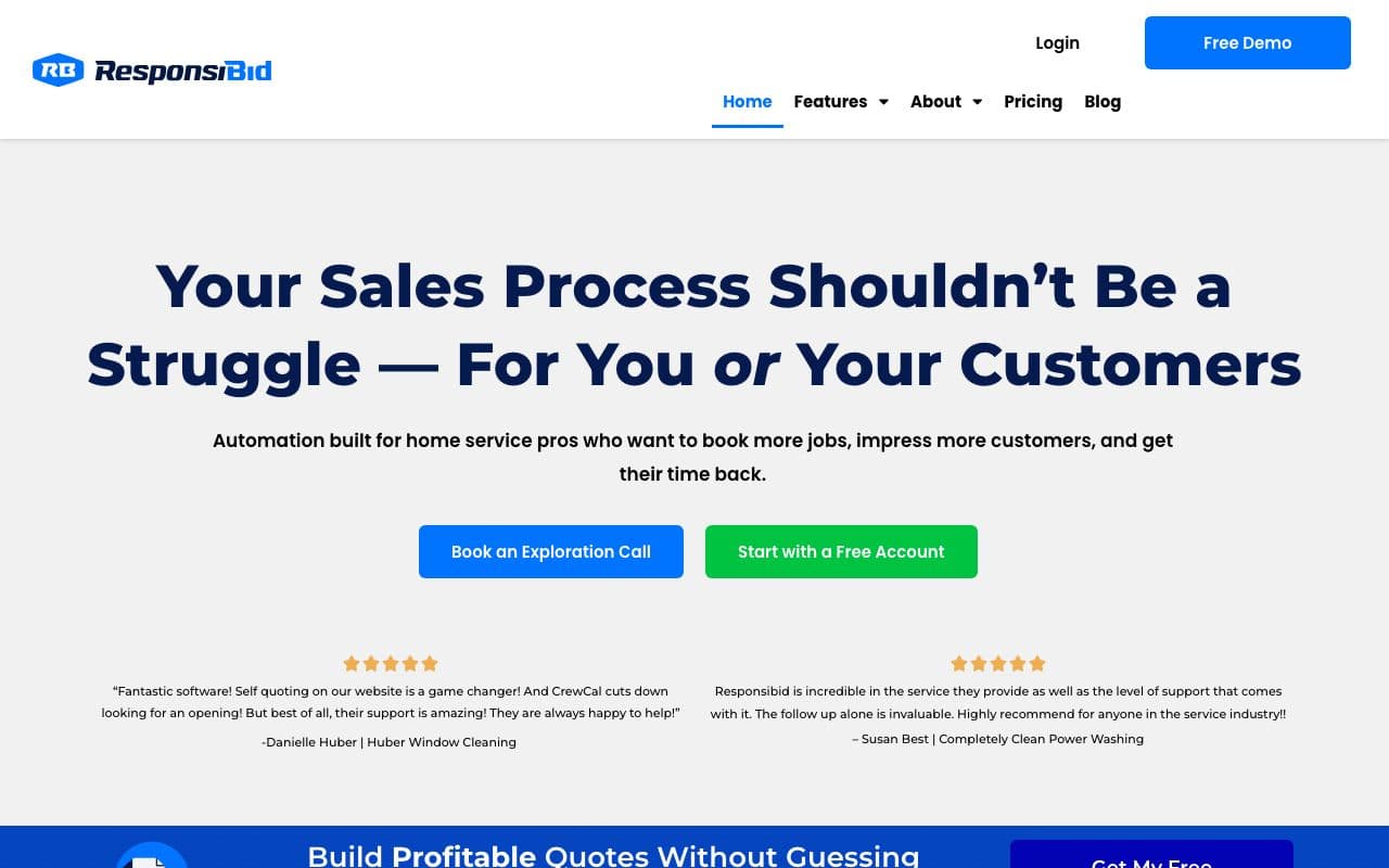 The ResponsiBid homepage