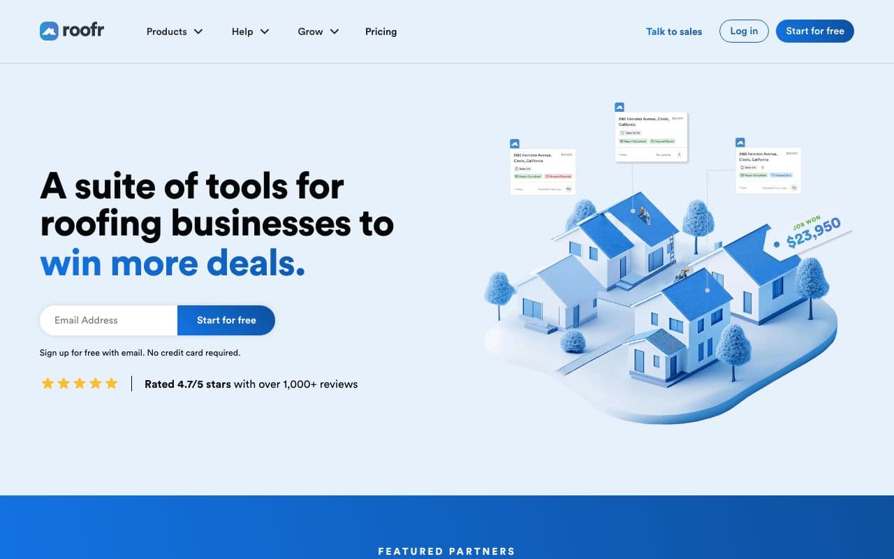 The Roofr homepage