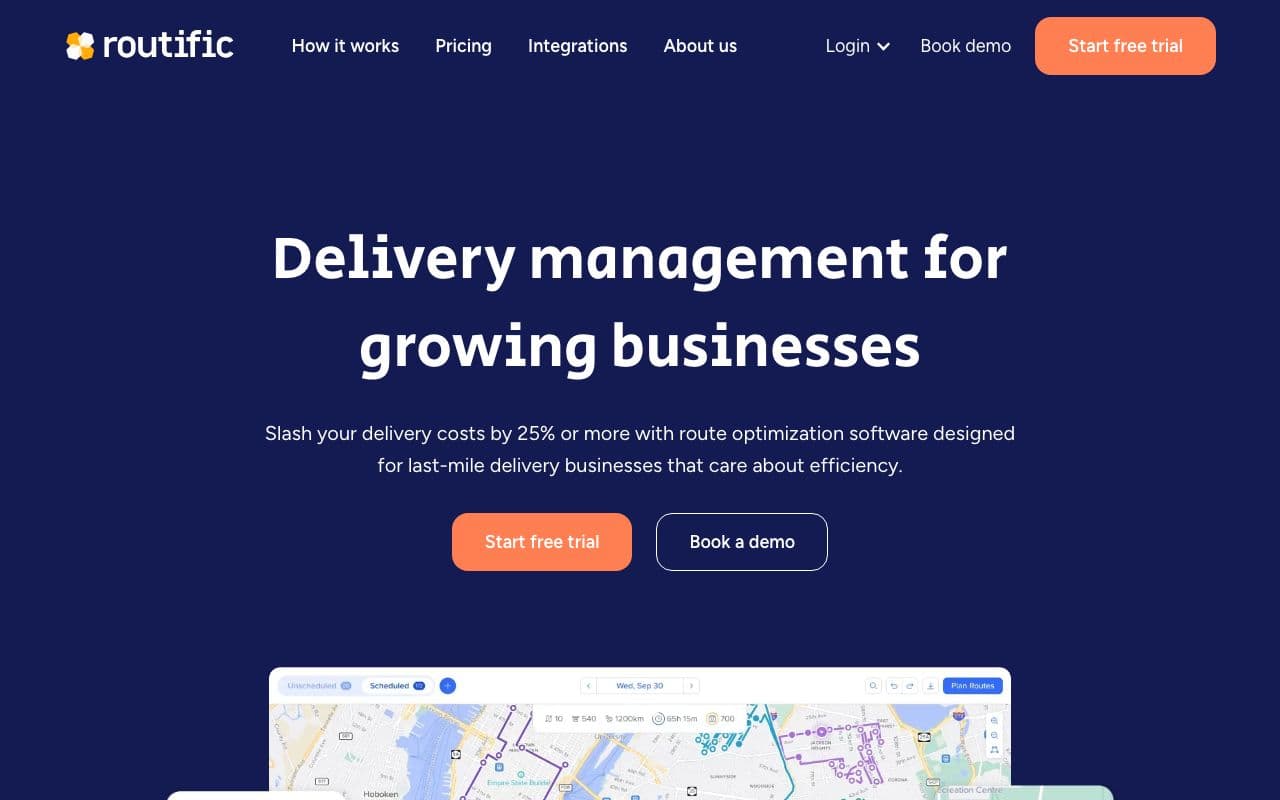 The Routific homepage