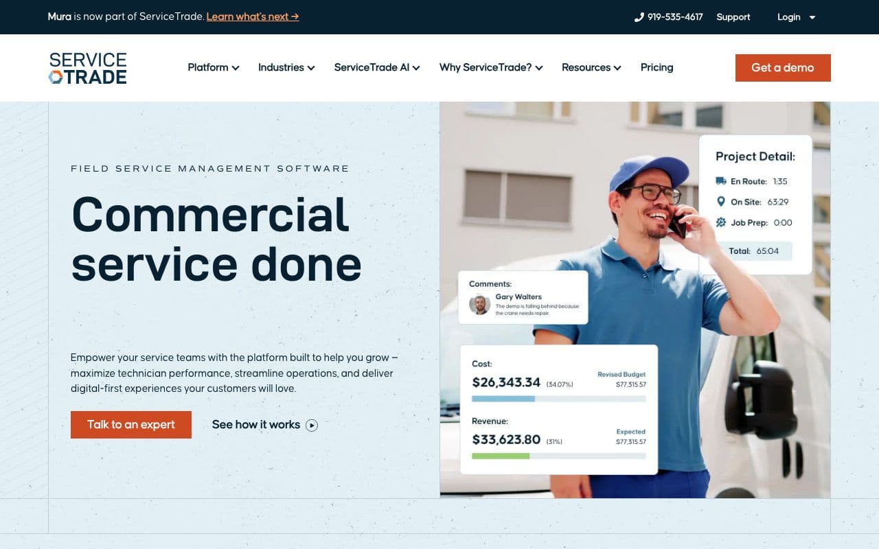 The ServiceTrade homepage