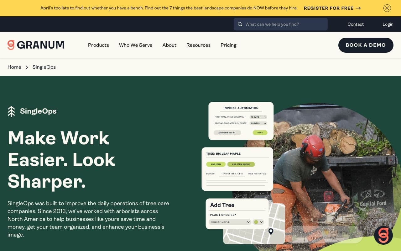 The SingleOps homepage