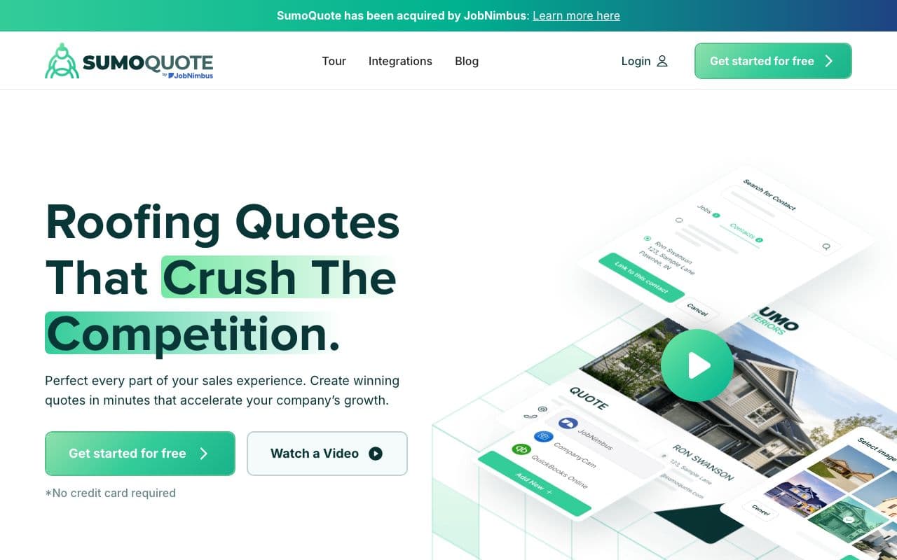 The SumoQuote homepage