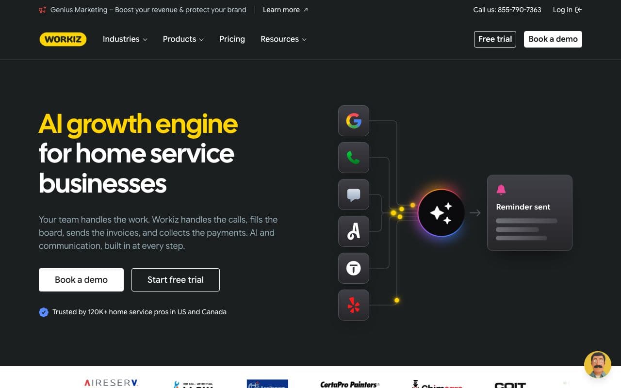 The Workiz homepage